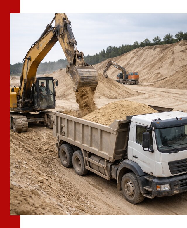 Доставка карьерного песка с самосвалами и разгрузкой в Евпатории