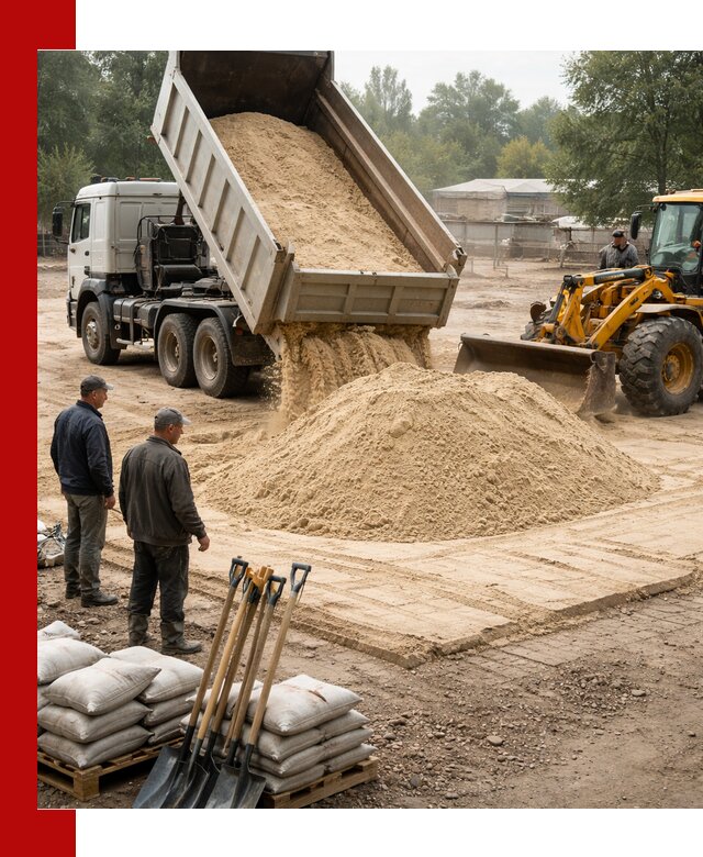 Доставка мытого песка в Евпатории с самосвалами по выгодной цене