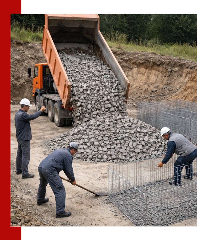 Камень для габионов с доставкой в Евпатории быстро и надёжно