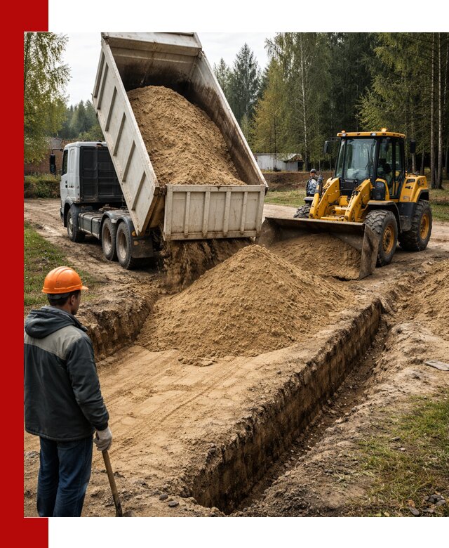 Доставка песчаного грунта в Евпатории для строительных работ