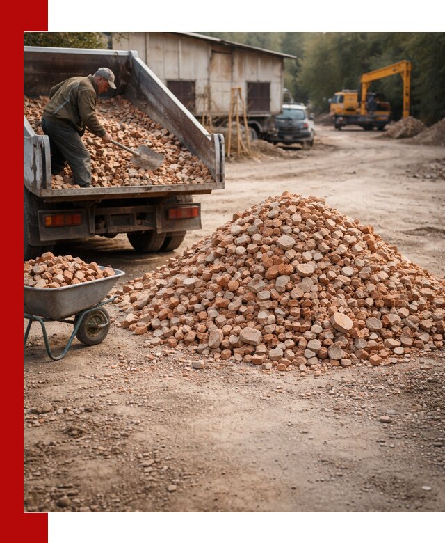 Доставка и подушка из боя кирпича с разгрузкой в Евпатории