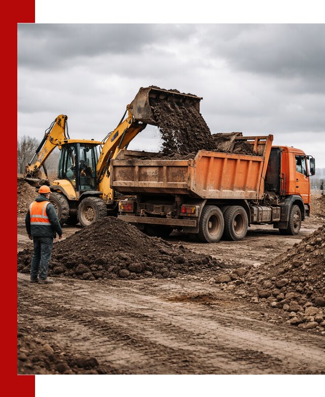 Вывоз грунта и строительного мусора в Евпатории грузовыми самосвалами