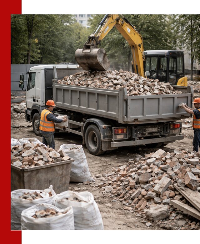 Вывоз строительного мусора в Евпатории с самосвалами и контейнерами