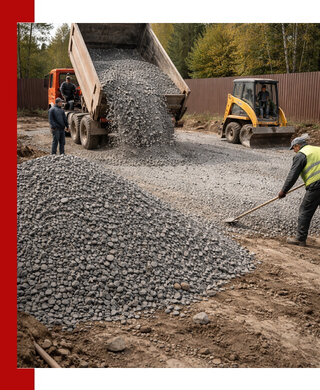 Отсыпка участка щебнем с доставкой и уплотнением в Евпатории